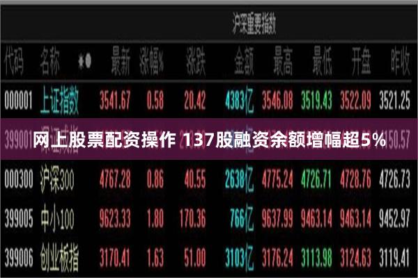 网上股票配资操作 137股融资余额增幅超5%