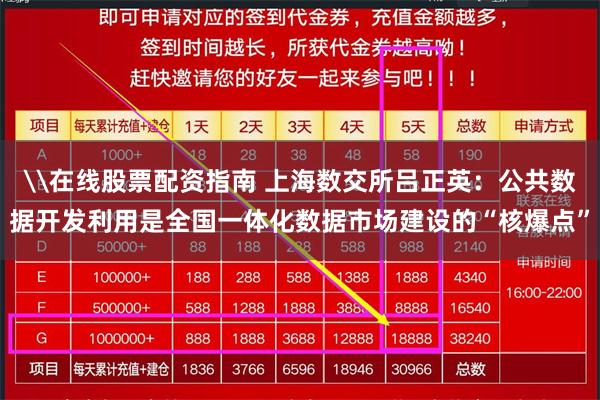 \在线股票配资指南 上海数交所吕正英：公共数据开发利用是全国一体化数据市场建设的“核爆点”