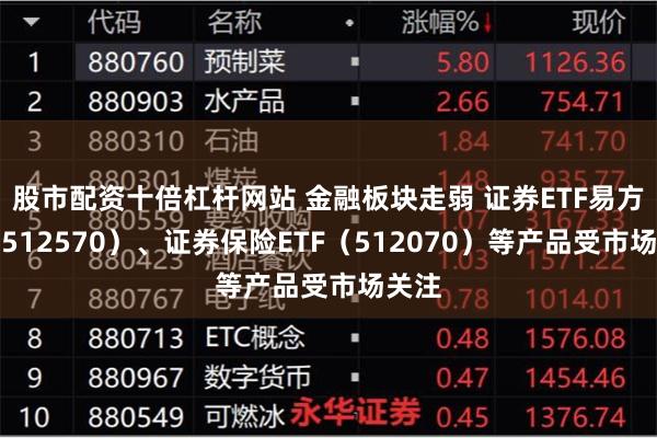 股市配资十倍杠杆网站 金融板块走弱 证券ETF易方达（512570）、证券保险ETF（512070）等产品受市场关注